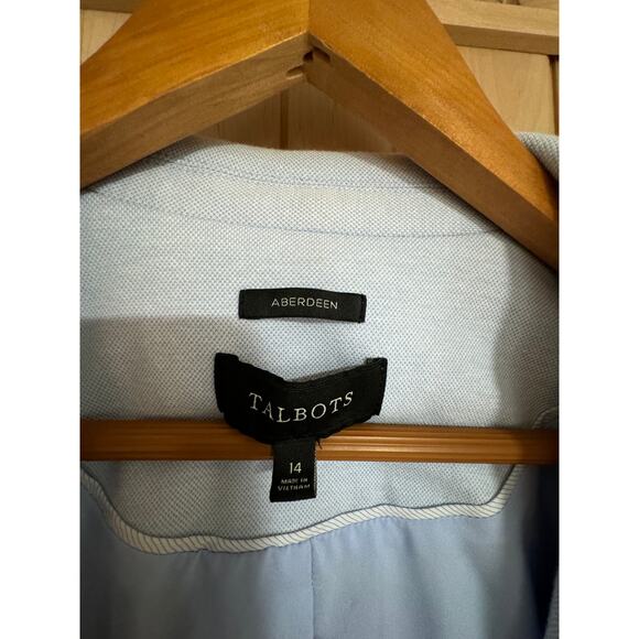 Talbots | Aberdeen Light Blue Knit Blazer | Size 14 - Picture 9 of 10